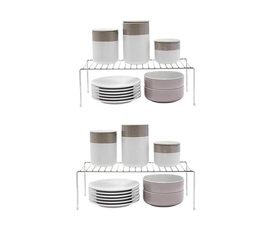 AB99 COLLECTION Stainless Steel Countertop Dish Rack for Kitchen Shelves, Space Saver for Fridge, Cabinets Mini Stand, Utensil Organizer, Pot Stand (Pack of 2)