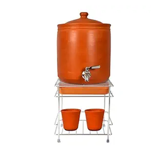 AB99 COLLECTION Heavy Steel Matka Stand for Kitchen with Free Tray, Glass Stand, Pot Stand, Water Dispenser and Jar Rack, with Glass Holder Rack (20 x 20 x 18 CM) (Pack of 1)