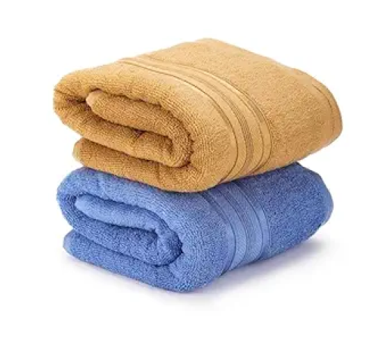 AB99 COLLECTION Cotton Large Size Bath Towel | 500 GSM | Soft and Quik Dry | Unisex Bath Towels for Men, Women & Kids | Perfect for Everyday Use | 140 CM x 70 CM | Set of 2 | (Brown & Blue)